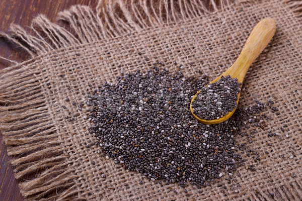 Chia seeds with wooden spoon Stock photo © Lana_M