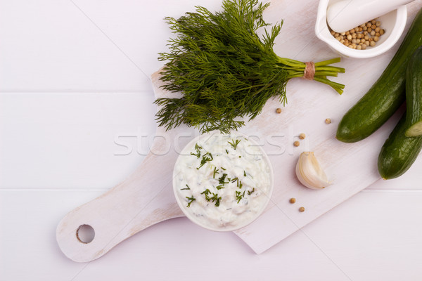 Tzatziki sauce and ingredients. Stock photo © Lana_M