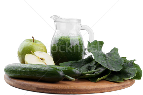 Smoothie verde saudável pepino isolado madeira Foto stock © Lana_M
