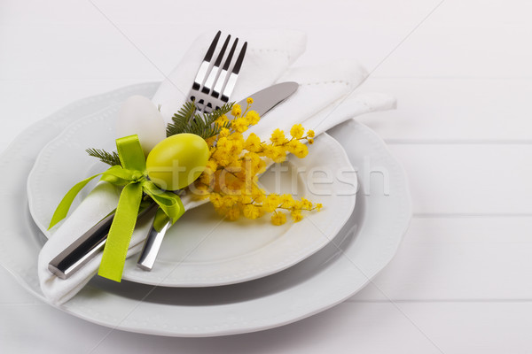 Pasen tafel witte houten tafel feestelijk vakantie Stockfoto © Lana_M