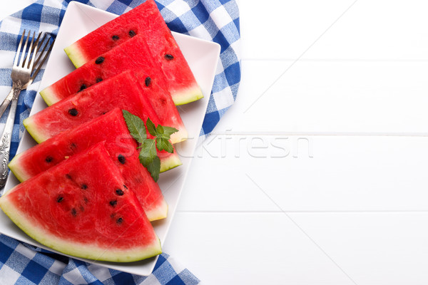 Sappig watermeloen mint plaat Stockfoto © Lana_M