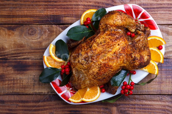 Stock photo: Roasted whole chicken