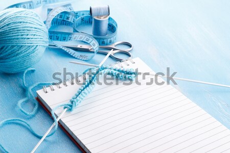 Kék köt gyapjú textúra divat háttér Stock fotó © Lana_M