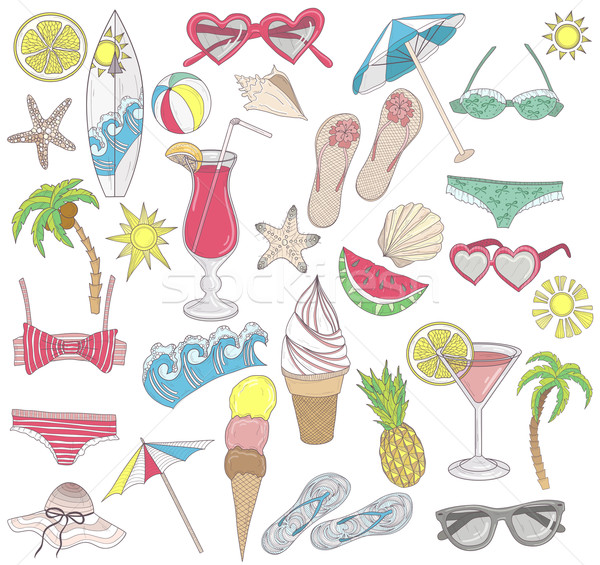 Summer beach elements set. Stock photo © lapesnape