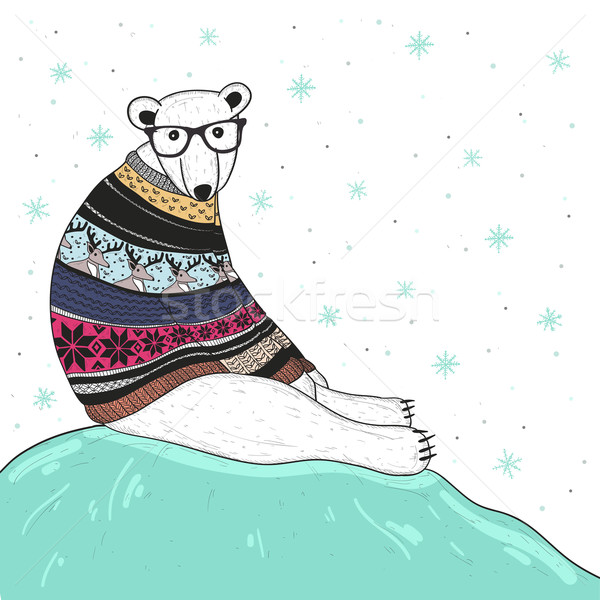 Cute Hipster Eisbär tragen fairen Stock foto © lapesnape