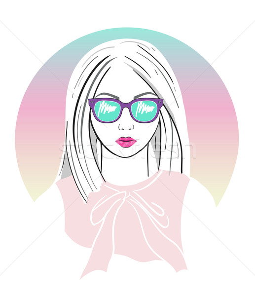 Cute young girl fashion illustration. Stock photo © lapesnape