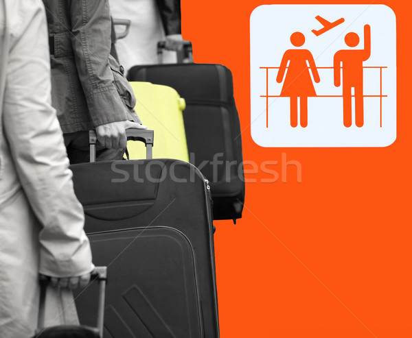 Luchthaven passagiers poort vertrek teken hand Stockfoto © ldambies