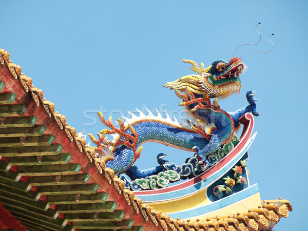 Chinês budista templo telhado pormenor colorido Foto stock © ldambies