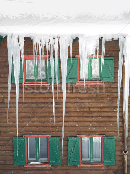 Zielone Windows lodu wody drewna Zdjęcia stock © ldambies