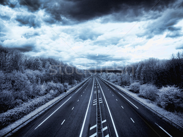 Infrarossi autostrada foto vuota stormy cielo Foto d'archivio © ldambies