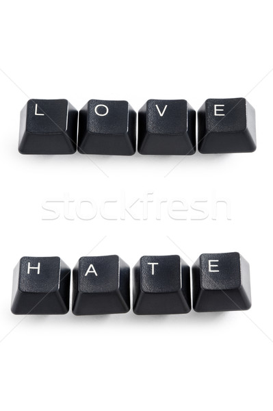 Miłości nienawiści słowa komputera klucze odizolowany Zdjęcia stock © leeavison