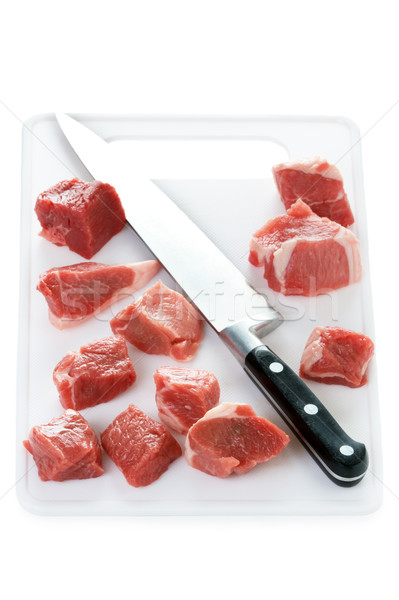 raw cubes lamb on a chopping board Stock photo © leeavison