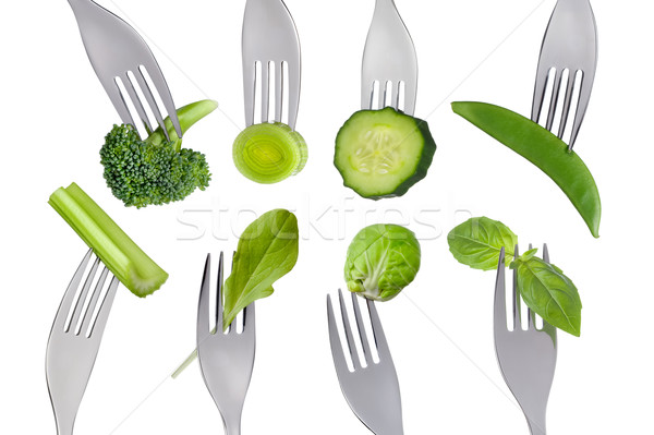 healthy raw green food selection on white Stock photo © leeavison