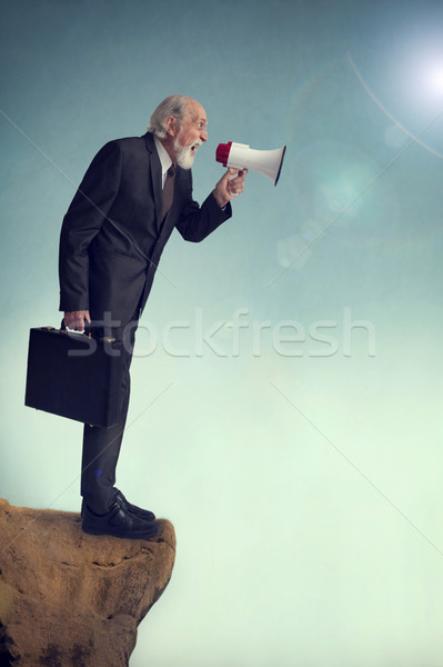 senior businessman loudhailer Stock photo © leeavison