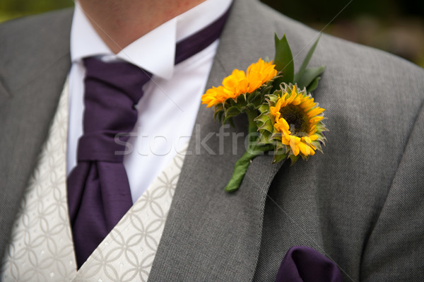 groom with sunflower buttonhole Stock photo © leeavison