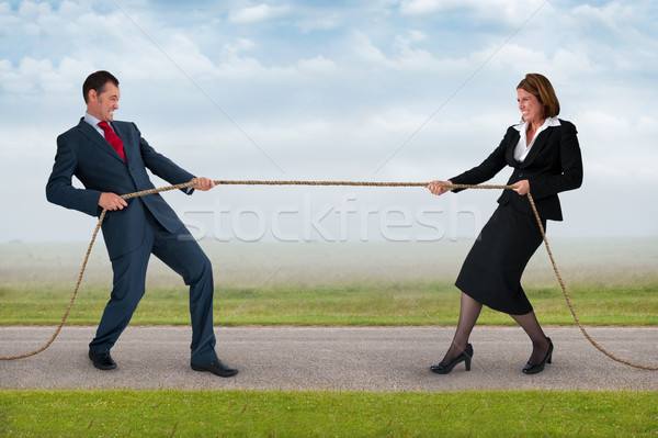 businessman and woman tug of war Stock photo © leeavison