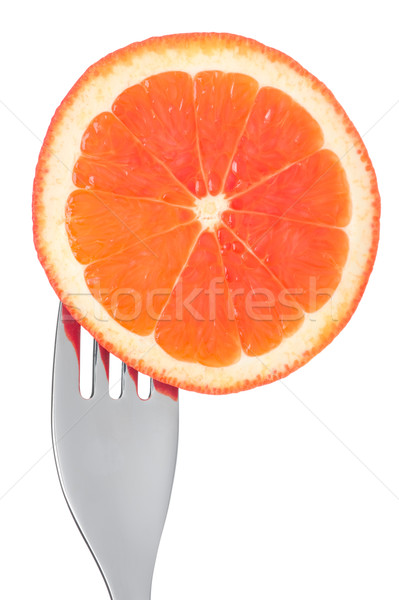 Foto stock: Frescos · pomelo · rebanada · tenedor · aislado · blanco