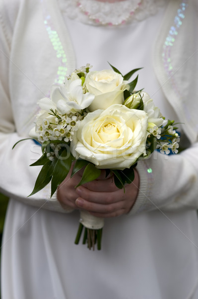 Bruidsmeisje boeket witte rozen Stockfoto © leeavison