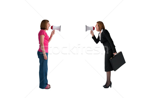 women with megaphones shouting isolated Stock photo © leeavison
