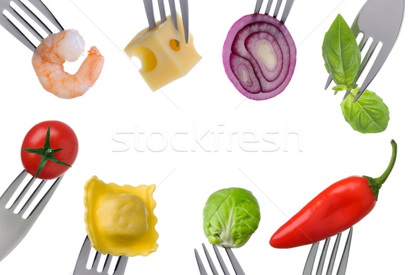 Stock photo: healthy food border on white