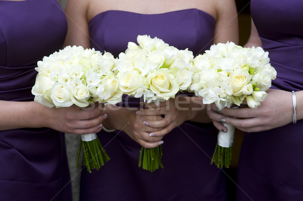 Bloemen drie bruiloft vrouwen rozen Stockfoto © leeavison