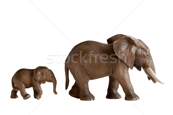 Moeder baby olifant speelgoed geïsoleerd witte Stockfoto © leeavison