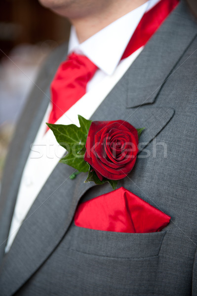 groom red rose buttonhole wedding Stock photo © leeavison