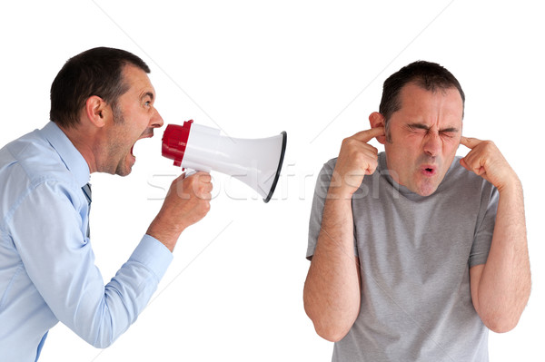 boss yelling at a subordinate megaphone Stock photo © leeavison