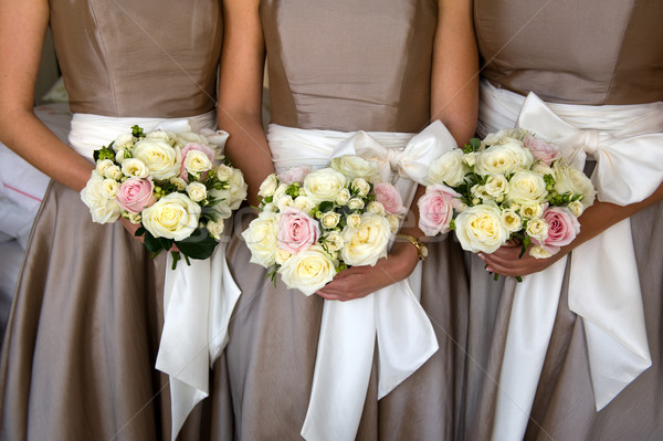 Blumen halten Bouquet Hochzeit Frauen Rosen Stock foto © leeavison