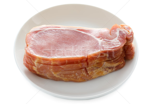 raw back bacon slices isolated on white Stock photo © leeavison