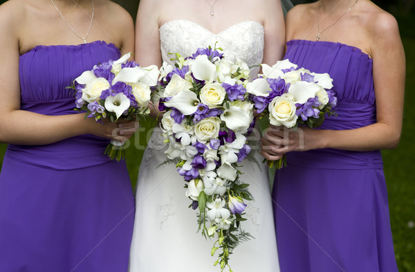 bride and bridesmaids with wedding bouquets Stock photo © leeavison