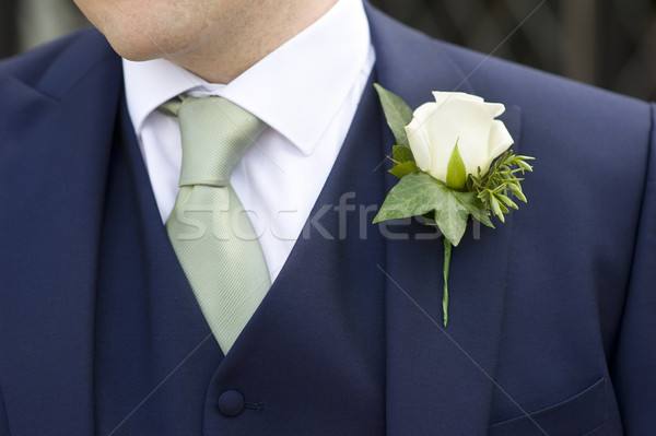 Vőlegény virág férfi esküvő visel virágmintás Stock fotó © leeavison