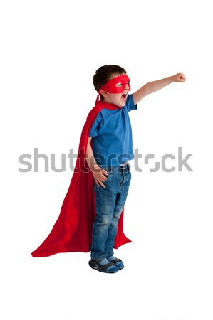 Zdjęcia stock: Superhero · chłopca · odizolowany · biały · dziecko · szczęśliwy