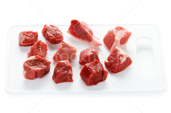 raw cubes lamb on a chopping board Stock photo © leeavison