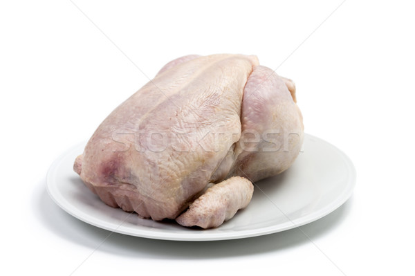 Brut poulet ensemble blanche plaque fond [[stock_photo]] © leeavison