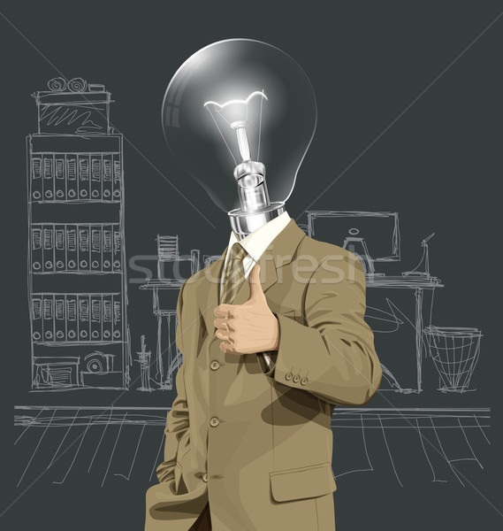 Vector Lamp Head Business Man Shows Well Done Stock photo © leedsn