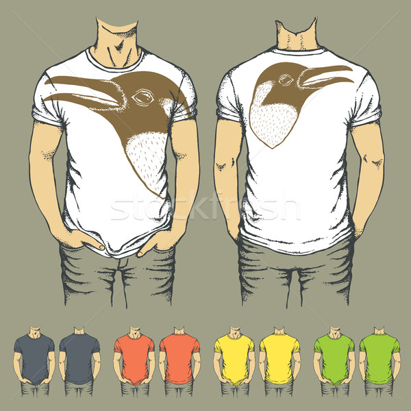 Vector t-shirts templates with prints of animals Stock photo © leedsn