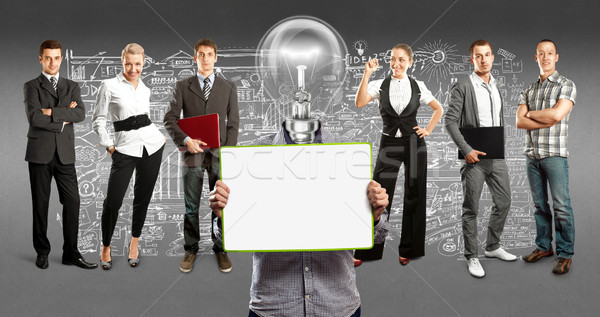 Stockfoto: Business · team · lamp · hoofd · idee · verschillend · achtergronden