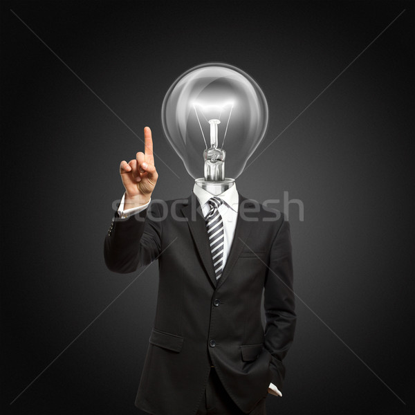 Om de afaceri buton virtual atingeţi om Imagine de stoc © leedsn