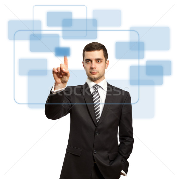 businessman push the button Stock photo © leedsn