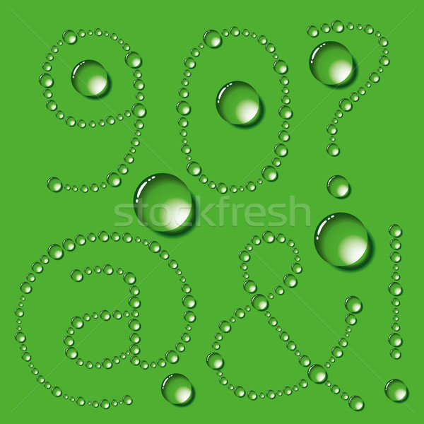 Vízcseppek levelek vektor szett zöld textúra Stock fotó © leedsn