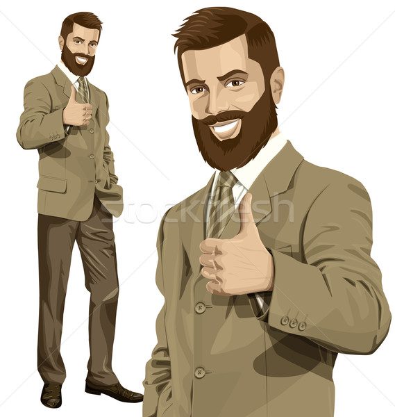 Vector Business Man With Beard Shows Well Done Stock photo © leedsn