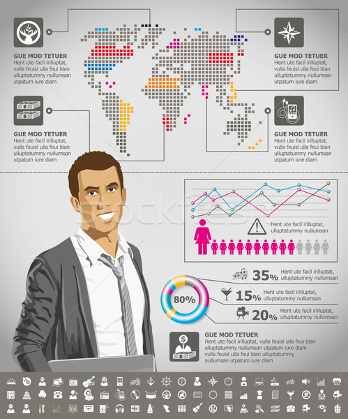 Stockfoto: Infographics · aarde · kaart · vector · zakenman · web