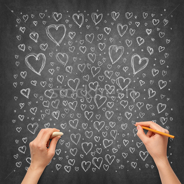Stock foto: Idee · menschlichen · Hand · Liebe · Skizze · Bleistift · Hintergrund
