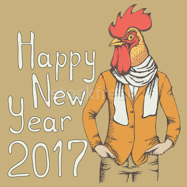 公雞 向量 插圖 人的 訴訟 新年 商業照片 © leedsn