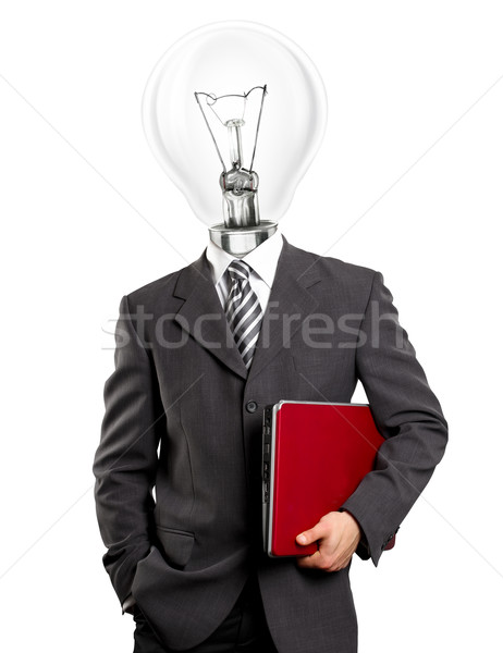 Stock fotó: Lámpa · fej · üzletember · laptop · üzletember · piros