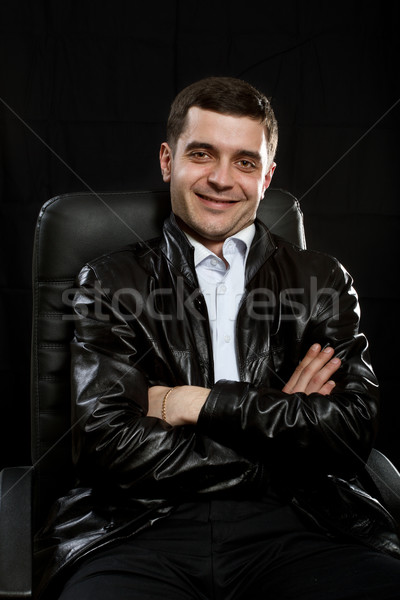 gangster male in leather Stock photo © leedsn
