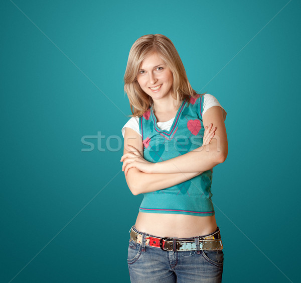 young woman with folded hands Stock photo © leedsn