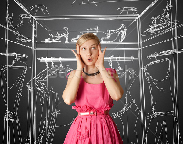 Stock photo: surprised girl in pink