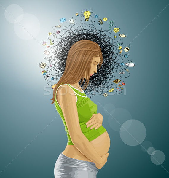 Vector zwangere vrouwelijke buik wachten Stockfoto © leedsn